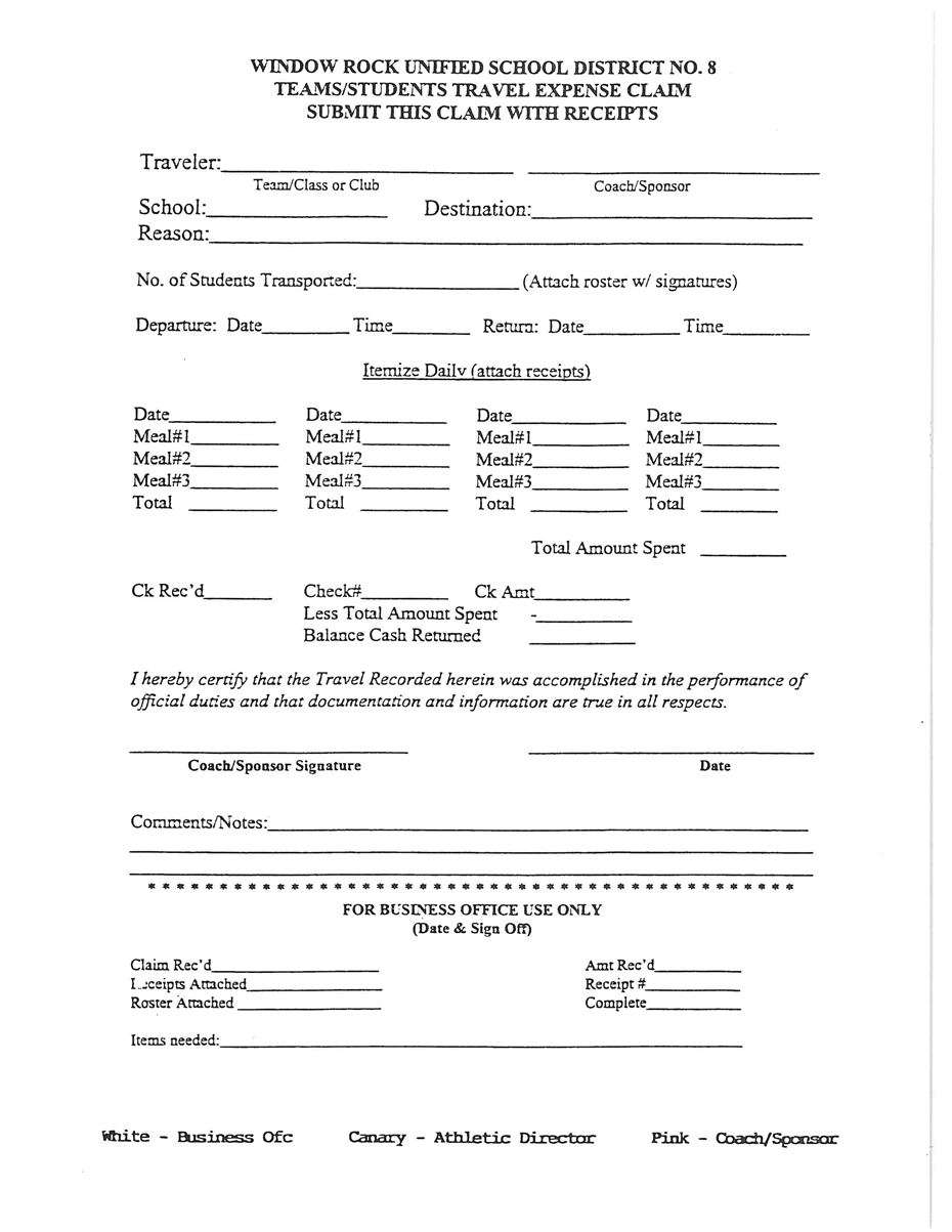 Teams/Student Travel Expense Form
